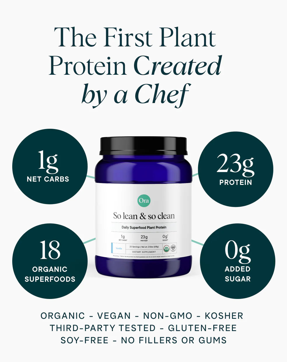 Ora Organic So Lean & So Clean Chef-crafted Plant Protein-Vanilla