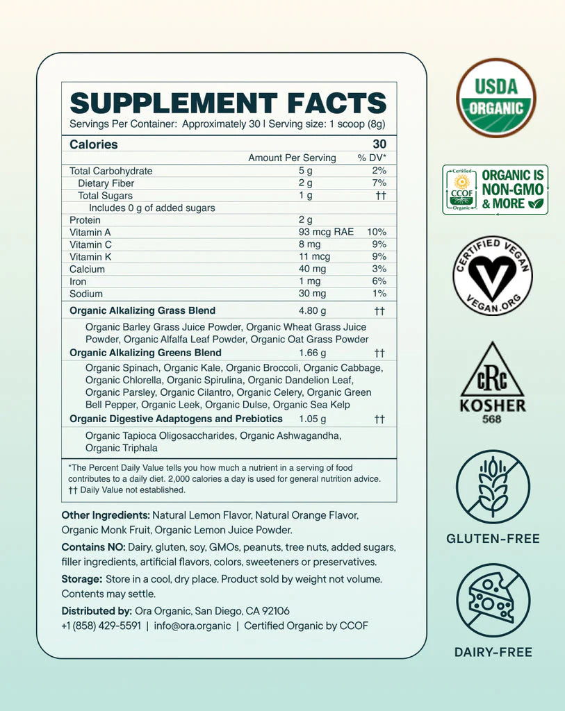 Ora Organic- Easy Being Green Superfood Greens Powder