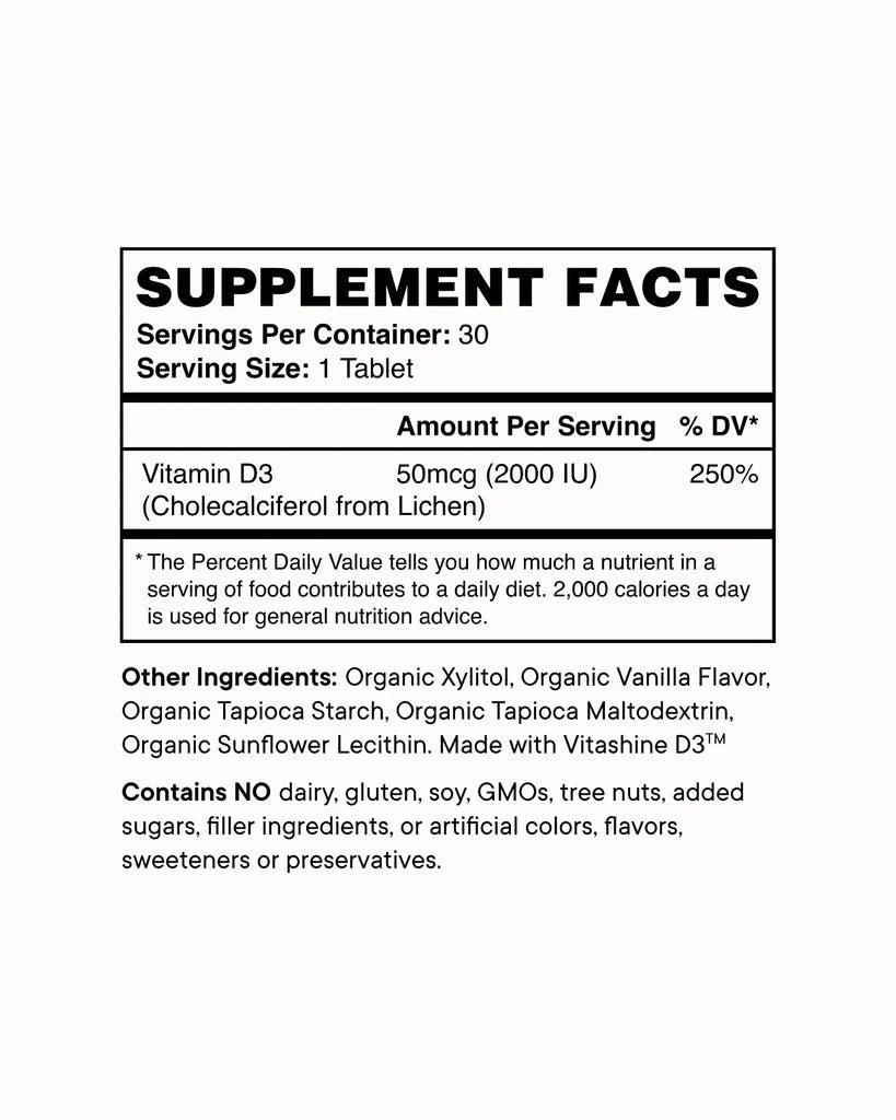 Ora Organic Sol Food 2,000 IU Vitamin D Tablets