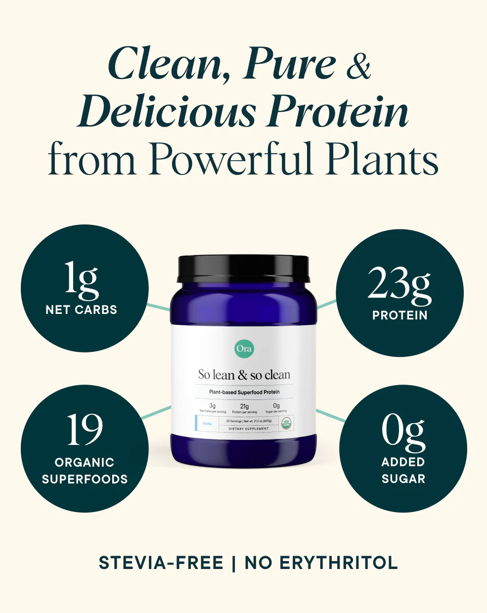 Ora Organic So Lean So Clean Chef-Crafted Organic Vegan Protein Powder